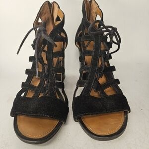 6.5 M Franco Sarto Black wedge‎ shoe/sandal